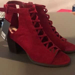 Forever 21 Red Strappy Booties/Heels Size 10